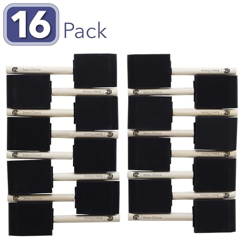 Bates- Foam Paint Brushes, 2 Inch, 16 Pack, Wooden Handle, Sponge Brushes for Painting... image