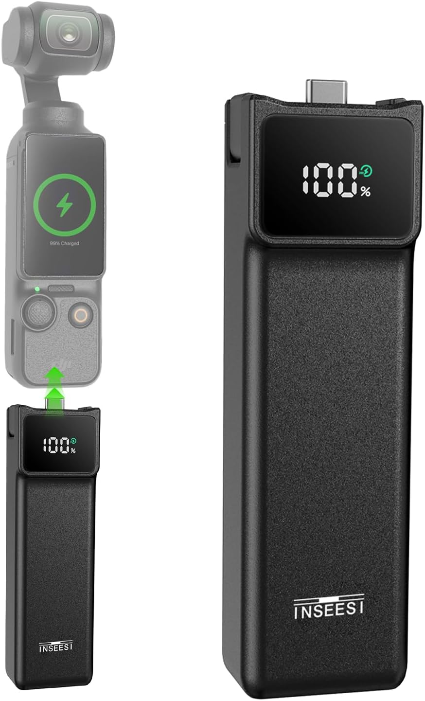 Battery Handle Compatible with DJI Osmo Pocket 3 and Pocket 4 Accessories, with Digital...
