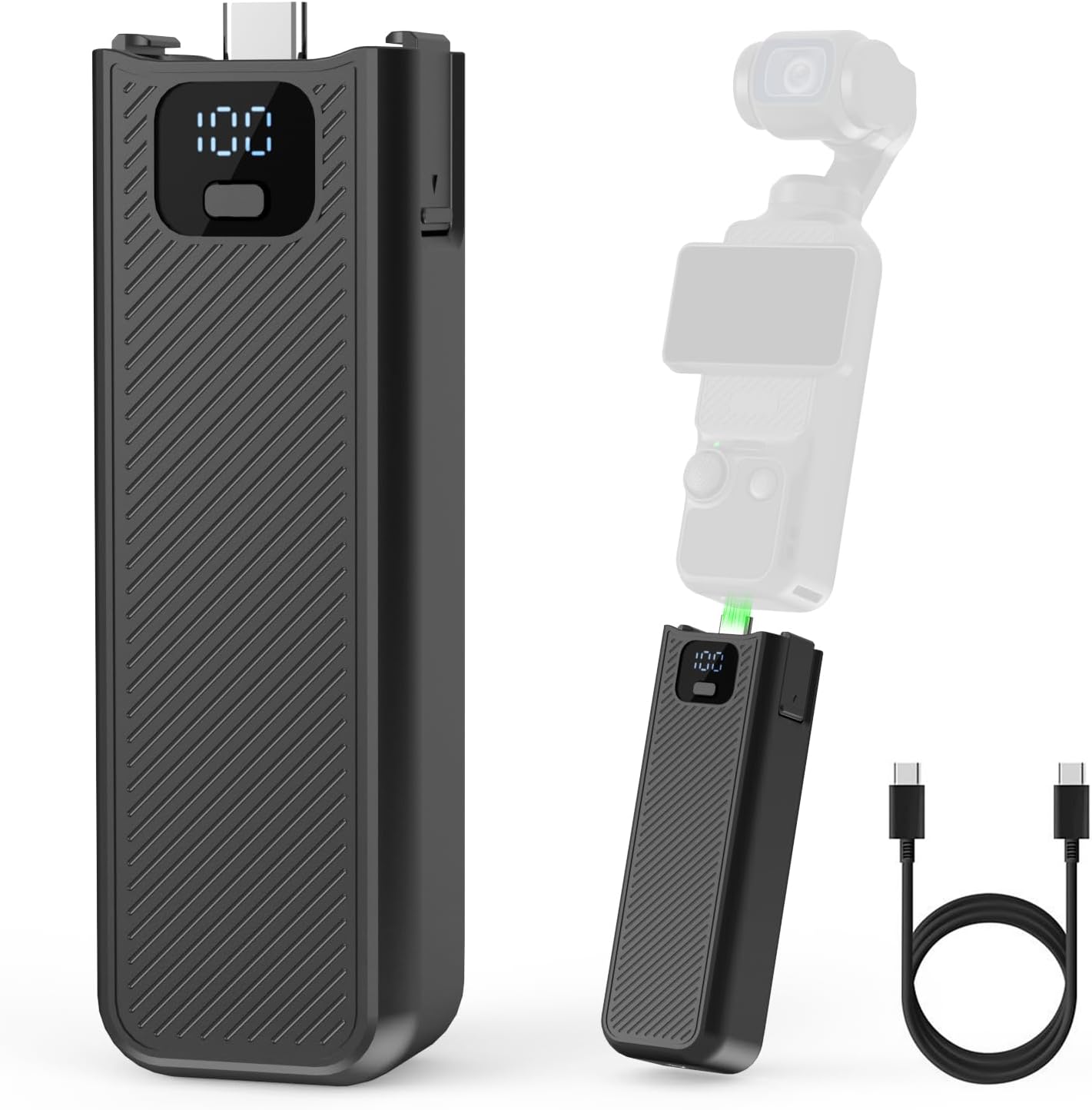Battery Handle with Digital Display Compatible with DJI Osmo Pocket 4 and Pocket 3, Battery...