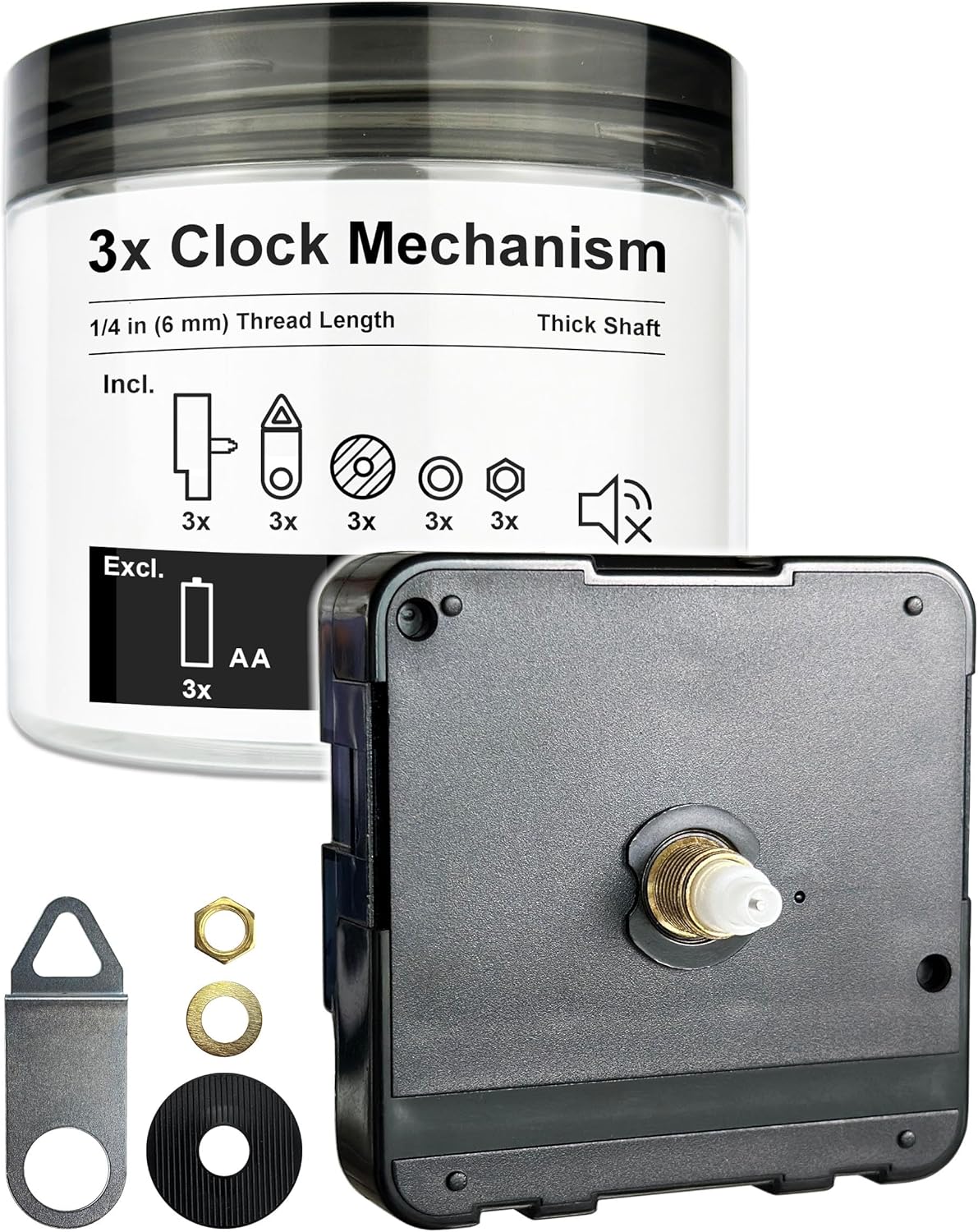 Battery Operated Clock Mechanism Replacement Kit, Silent Quartz Clock Movement with Hands...