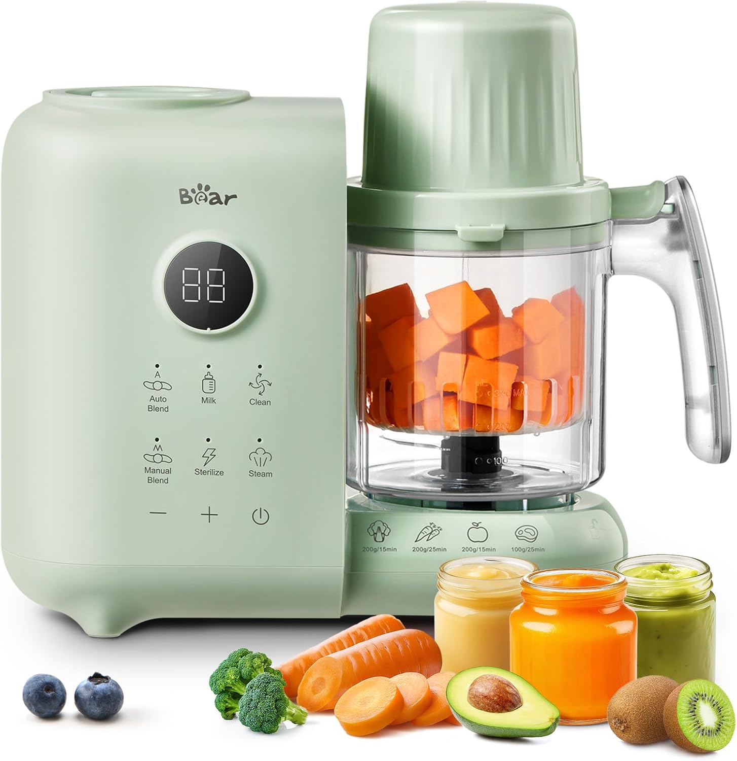 Bear Baby Food Maker with 18.5oz Dual-Layer Steam Baskets, OneStep Baby Food Processor...