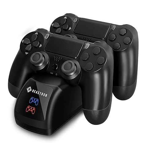 Beastron Dual USB Charger Station Dock for Sony PS4 Controller, Dual Charging Back Stand...