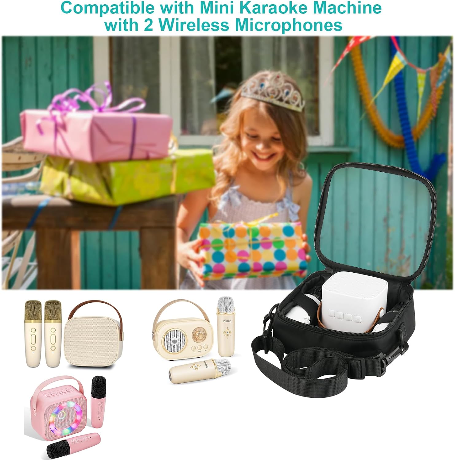 Beautyflier Mini Karaoke Machine Shoulder Bag for Kids, Sling Bag for Portable Bluetooth... image