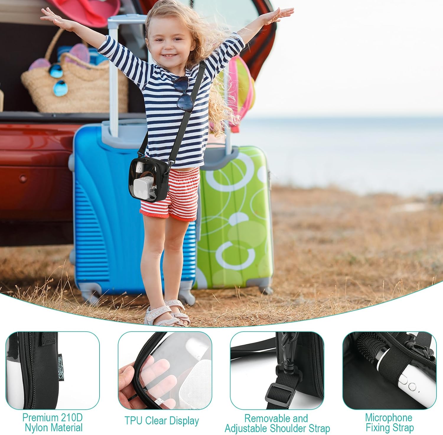 Beautyflier Mini Karaoke Machine Shoulder Bag for Kids, Sling Bag for Portable Bluetooth... image
