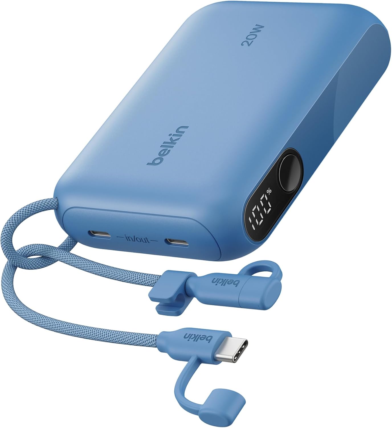 Belkin Portable Charger, Slim USB-C Power Bank 10,000mAh w/ 2 USB-C Ports, Digital Battery...