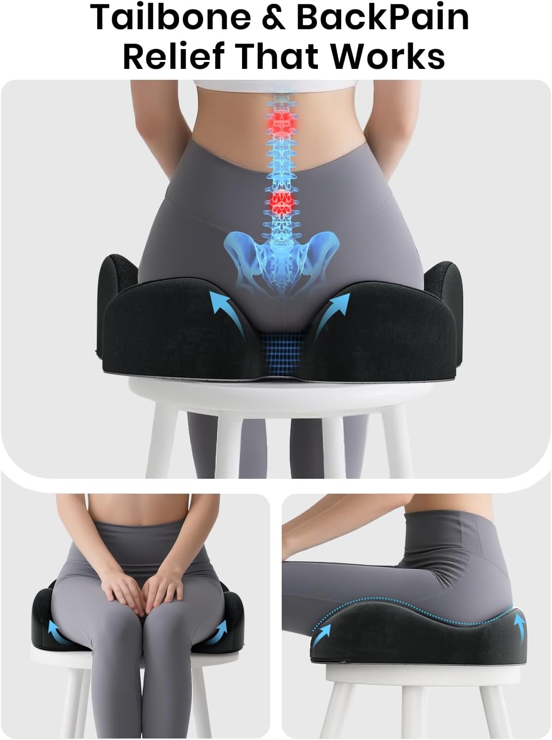 Benazcap Large Memory Foam Office Chair Cushion Seat Pad, Ergonomic Seat Cushion for... image