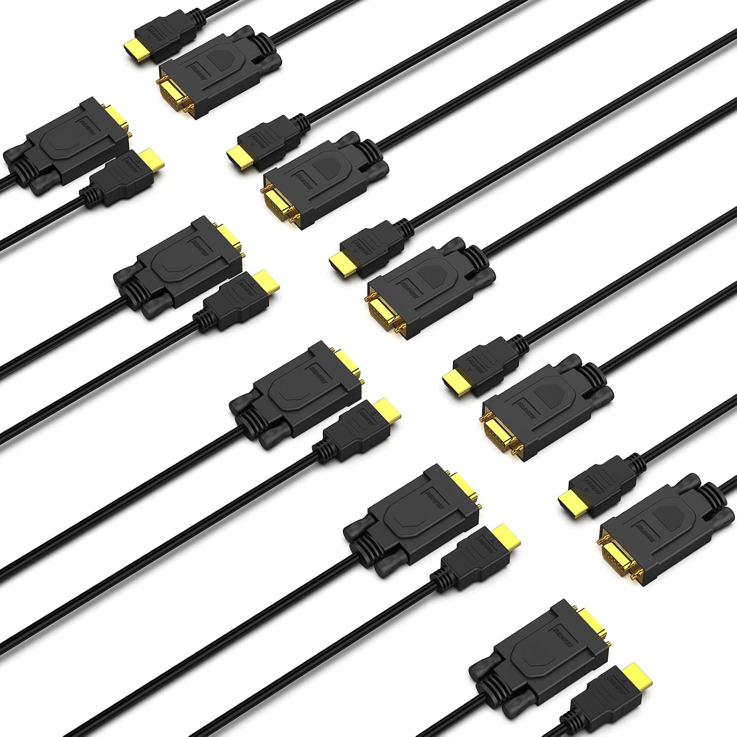 BENFEI 10 Pack HDMI to VGA 6 Feet Cable, Uni-Directional HDMI (Source) to VGA (Display)...