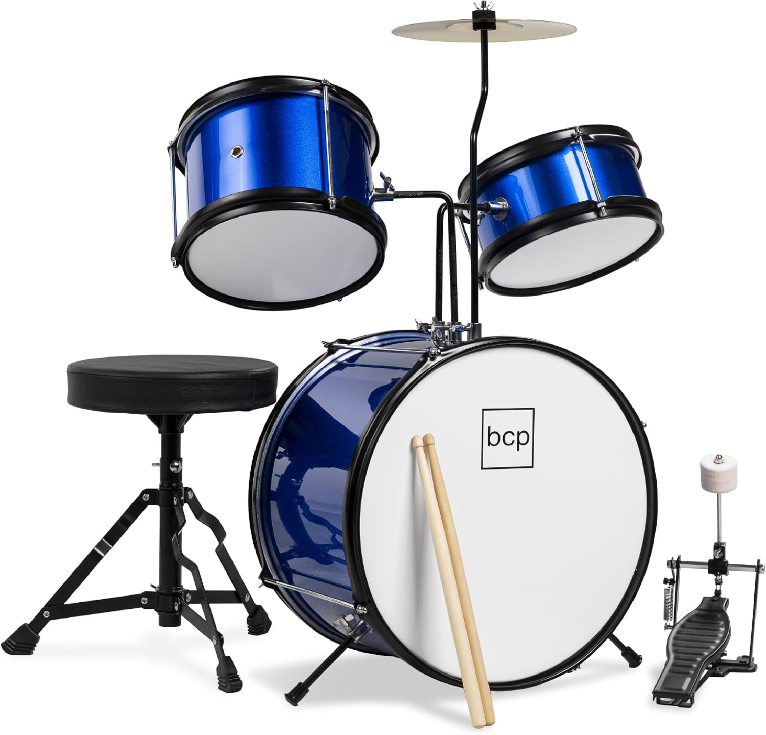 Best Choice Products 3-Piece Beginner Drum Set for Kids Juniors, w/Throne Stool, Cymbal...