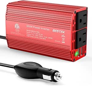 BESTEK Power Inverter DC 12V to AC 110V - 300W Car Plug Adapter Outlet with 4.8A Dual USB...