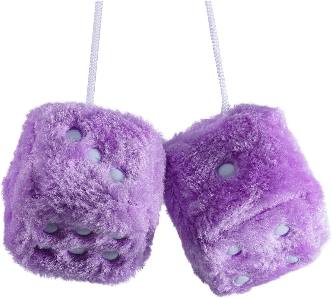 Bestookits Fuzzy Dice Plush for Car Mirror 3Inch Cute Couple Square Dotted Hanging...