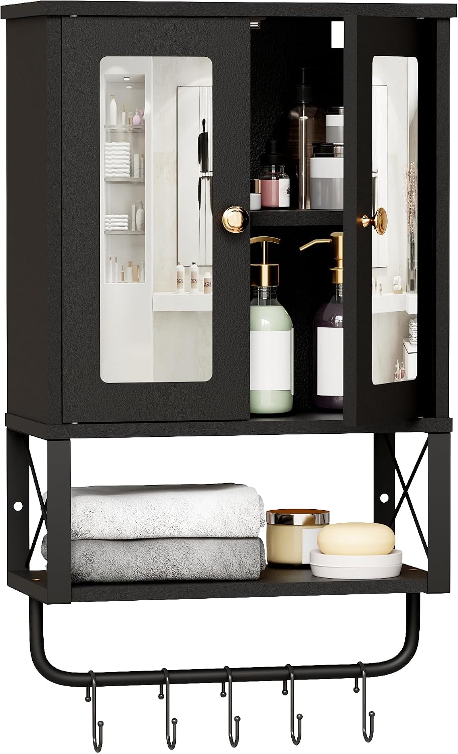 BEWISHOME Bathroom Medicine Cabinet with Mirror, Wall Mounted Over The Toilet Storage with...