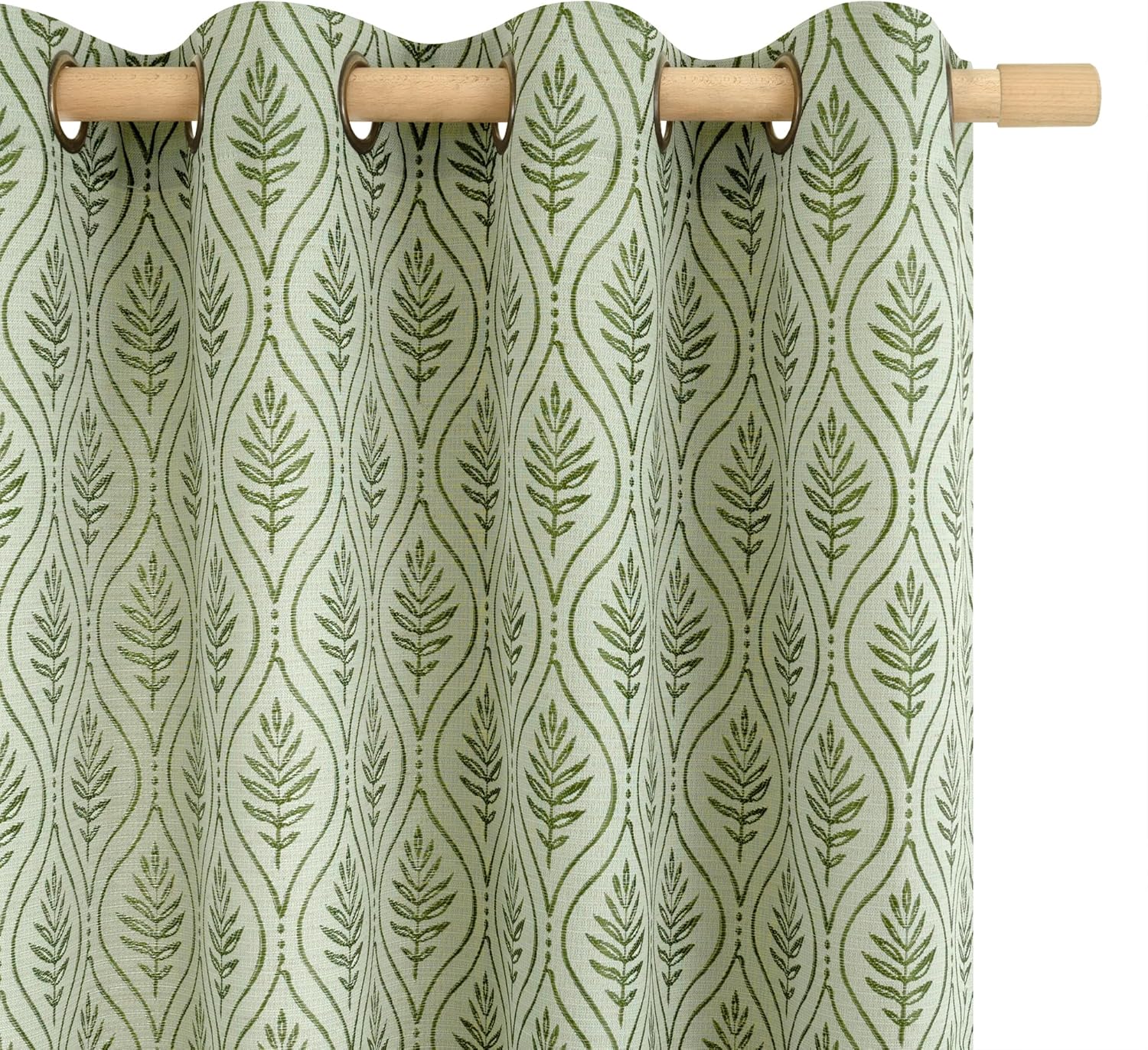 BGment Olive Green Curtains for Spring Themed Room Decor, Botanical Jacquard Leaf Pattern...