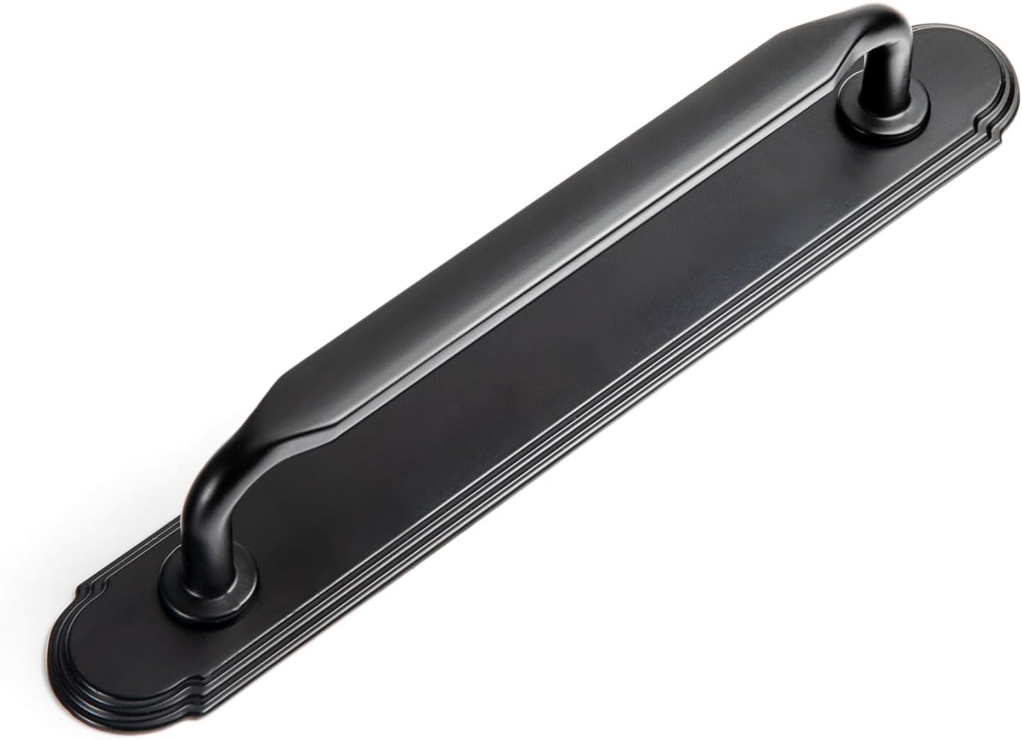 Black Zinc Alloy Cabinet Handle with Backplate - 5''(128mm) Hole Center Cabinet Pull...