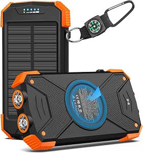 BLAVOR Solar Power Bank 10,000mAh, Portable Wireless Charger, 20W Fast Charging External...