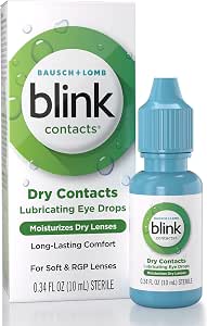 Blink Contacts Lubricating Eye Drops with Hyaluronate, Moisturizing & Soothing for Soft &...