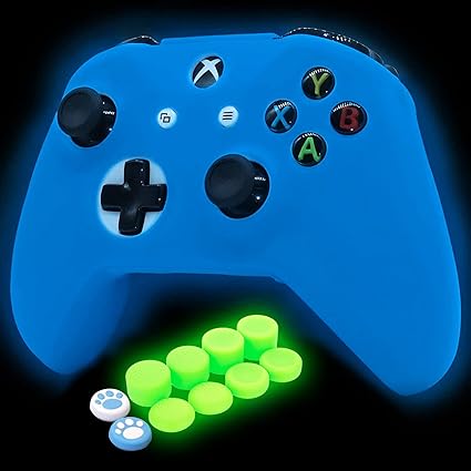 Blue Silicone Cover Skin for Xbox One S/X Controller Glow in The Dark Anti-Slip Soft Rubber...