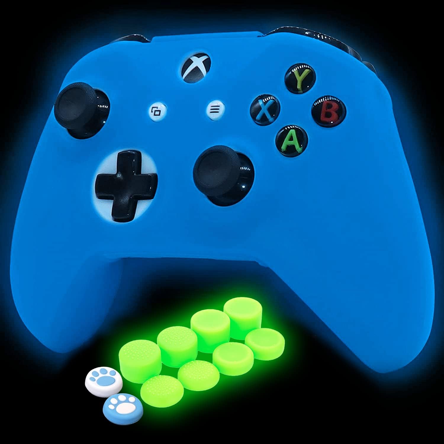 Blue Silicone Cover Skin for Xbox One S/X Controller Glow in The Dark Anti-Slip Soft Rubber... image