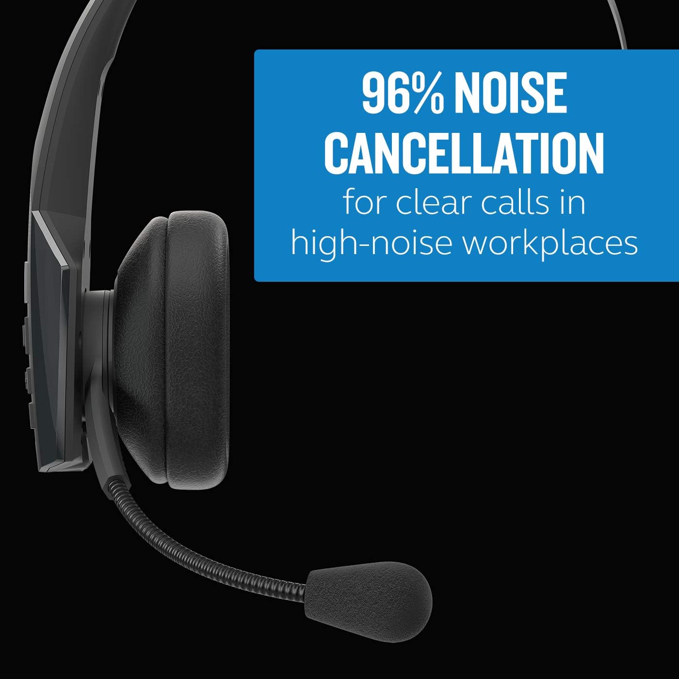 BlueParrott B350-XT Mono Bluetooth Wireless Headphones 96% Noise Canceling Over Head Trucker... image