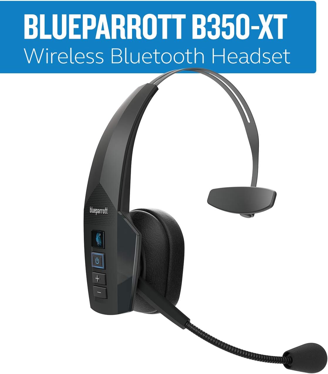 BlueParrott B350-XT Mono Bluetooth Wireless Headphones 96% Noise Canceling Over Head Trucker... image