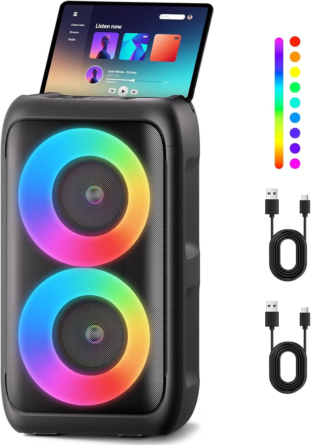 Bluetooth Speaker with 2 Wireless Microphones - Big Party Speaker for Adults Kids Karaoke...