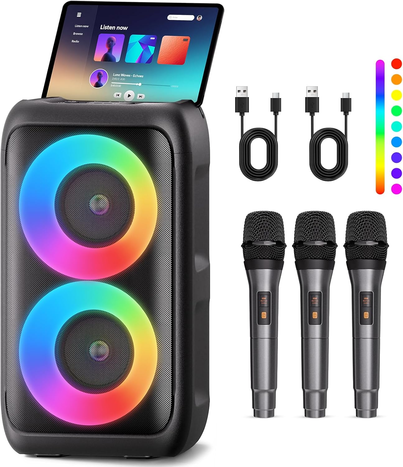 Bluetooth Speaker with 3 Wireless Microphones,Portable Party Speaker for Adults & Kids...