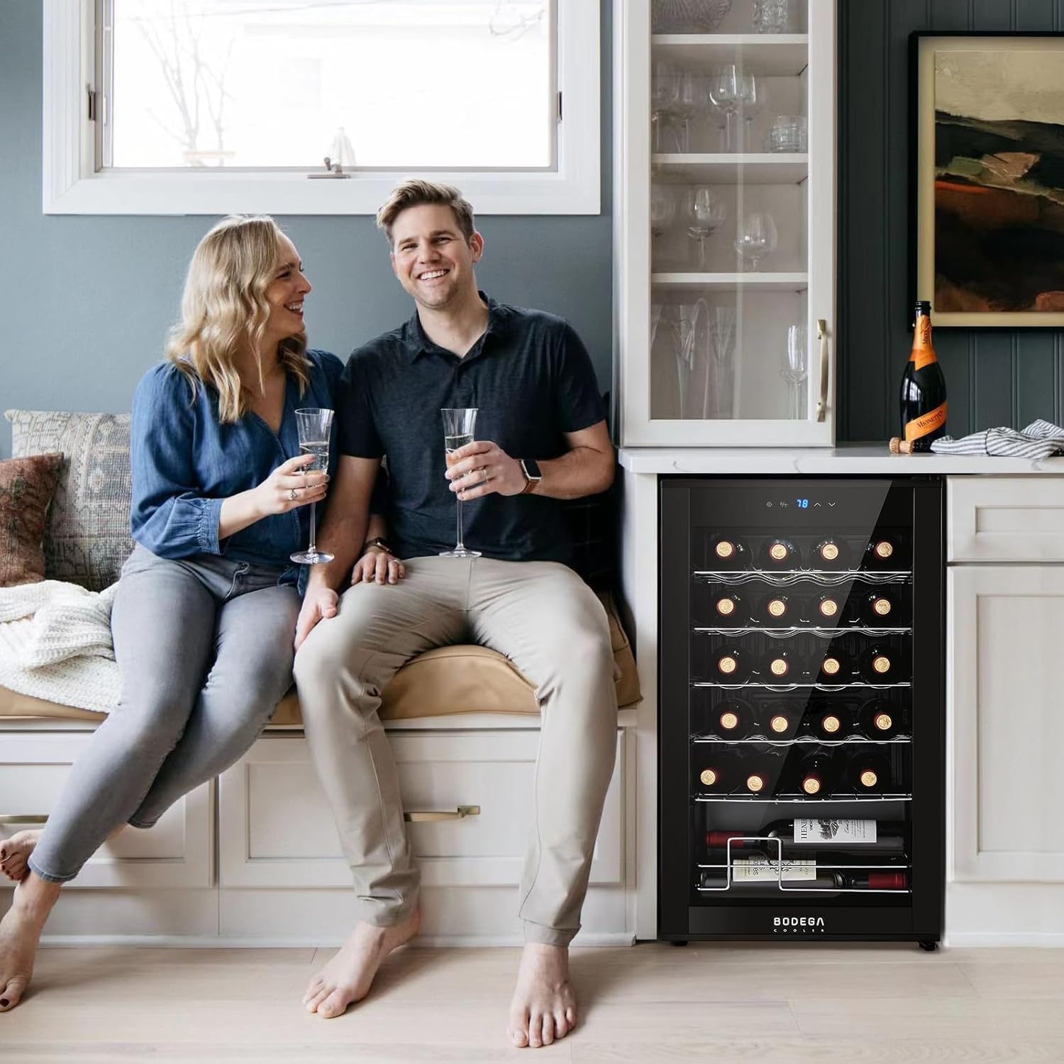 BODEGACOOLER 24 Bottle Mini Fridge for Bedroom, Compressor Wine Cooler Refrigerator for Home... image