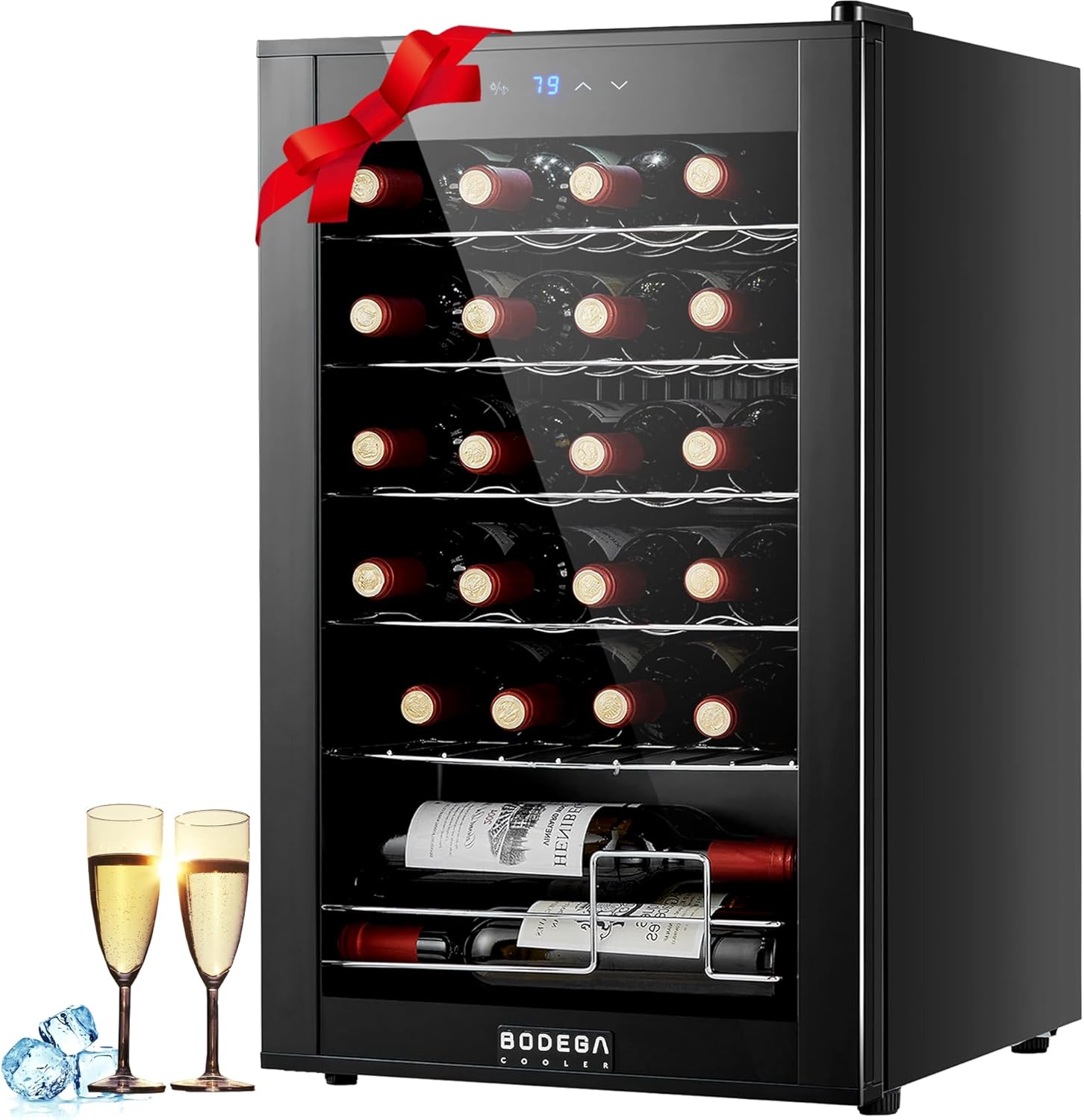 BODEGACOOLER 24 Bottle Mini Fridge for Bedroom, Compressor Wine Cooler Refrigerator for Home...