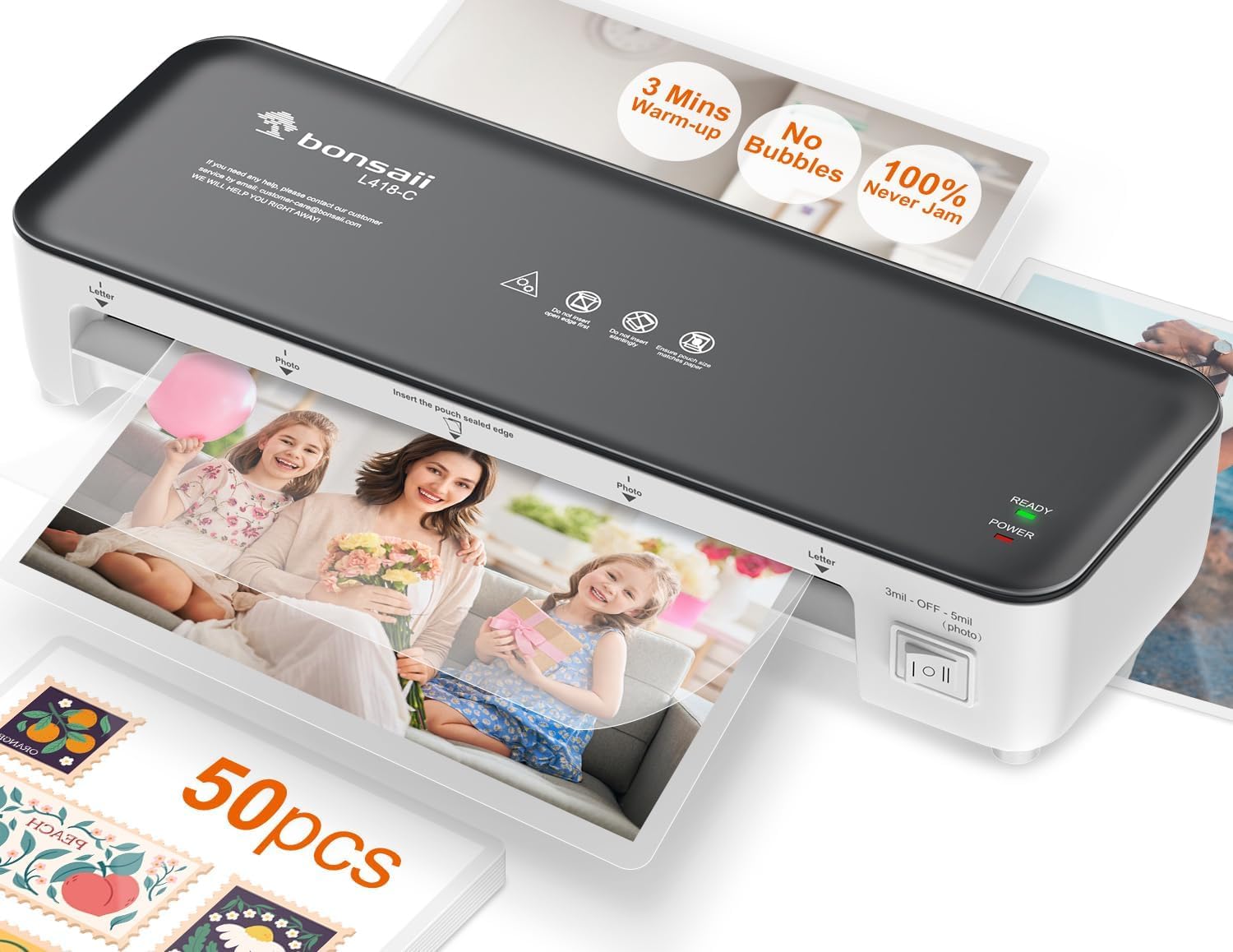Bonsaii Laminator Machine, 9 Inch Laminators Machine with 50 Laminating Sheets, Laminator...