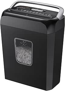 Bonsaii Paper Shredder for Home Use, 3.4 Gal Wastebasket, 6 Sheet Crosscut Paper Credit...