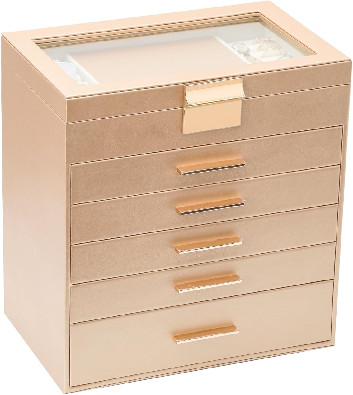 BOOVO Jewelry Boxes for Women, White and Black 6 Layer Large Jewelry Box for Necklace...