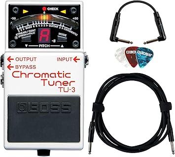 Boss TU-3 Chromatic Tuner Pedal - Bundle with Gearlux Instrument Cable, Patch Cable, and Picks image