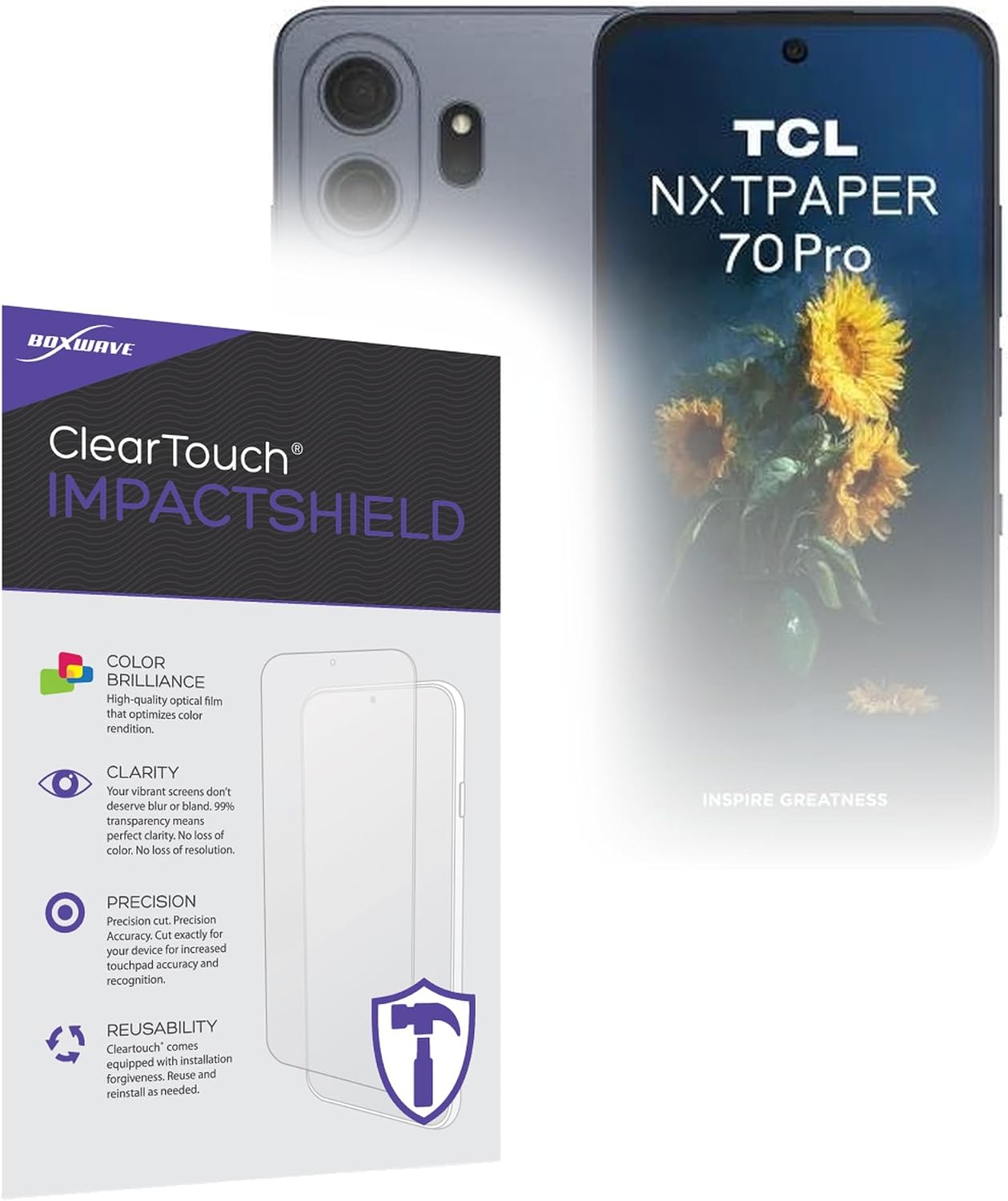 BoxWave Screen Protector Compatible with TCL NXTPAPER 70 Pro - ClearTouch ImpactShield...