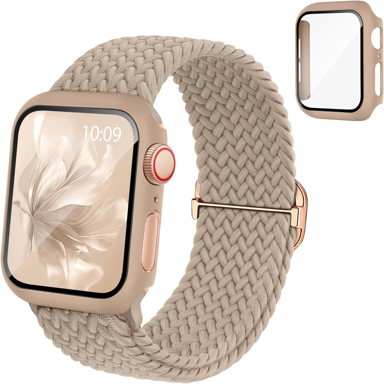 Braided Stretchy Band Compatible for Apple Watch Band and Case 40mm 41mm 42mm 44mm 45mm...