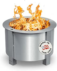 Breeo Smokeless Fire Pit (X Series 19, Stainless Steel) | 22.1 inch Smokeless Firepit for... image