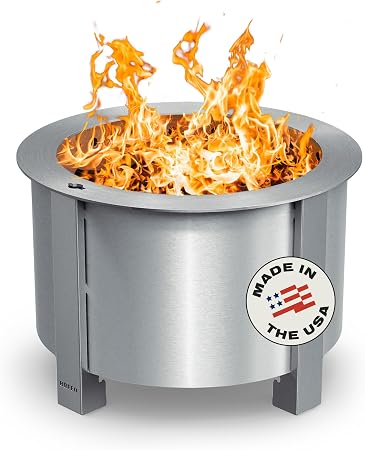 Breeo Smokeless Fire Pit (X Series 19, Stainless Steel) | 22.1 inch Smokeless Firepit for... image