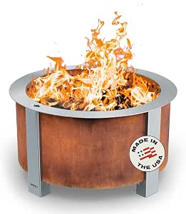 Breeo Smokeless Fire Pit (X Series 24, Corten Steel) | 27.5 inch Smokeless Firepit for... image