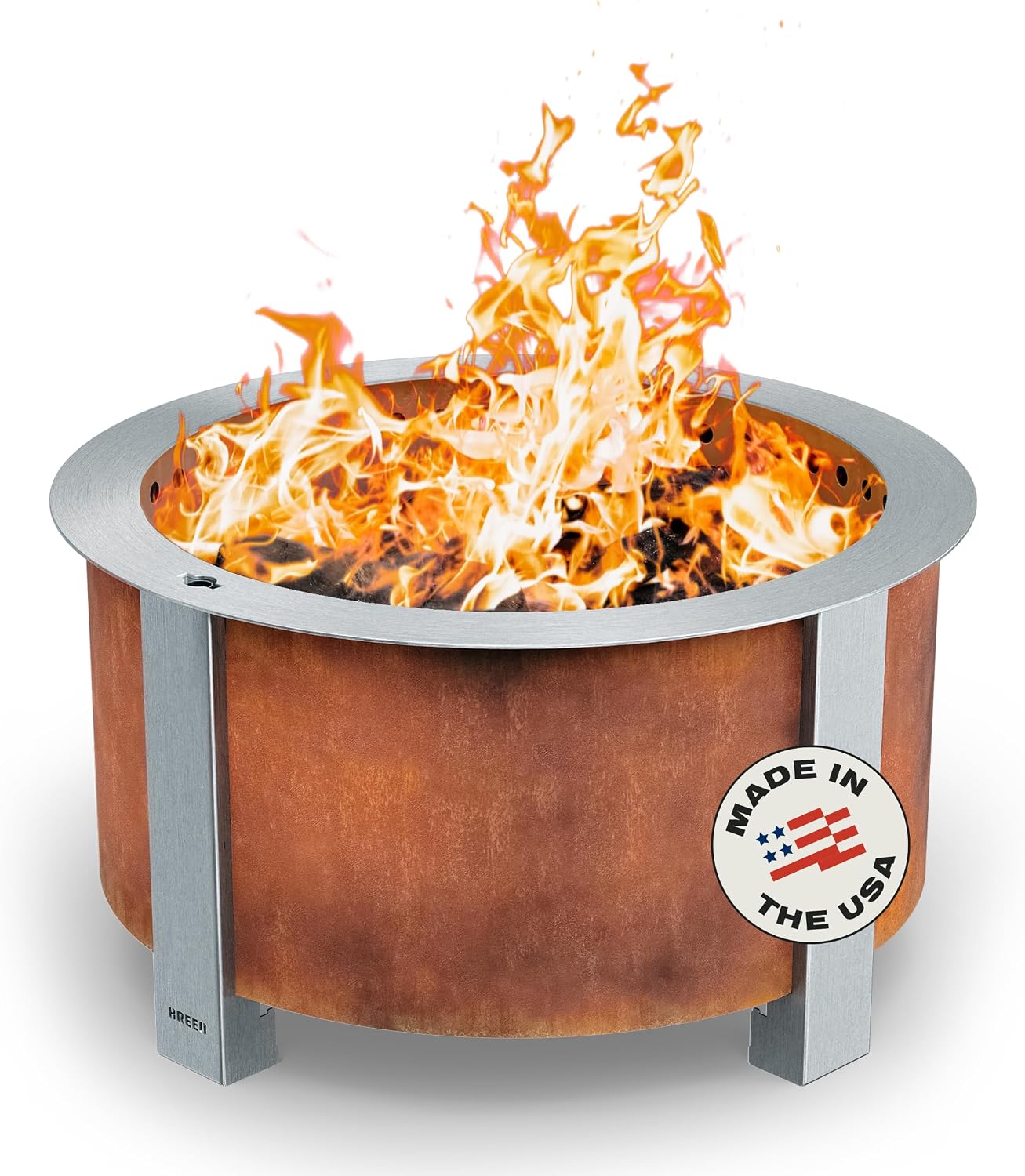 Breeo Smokeless Fire Pit (X Series 24, Corten Steel) | 27.5 inch Smokeless Firepit for...
