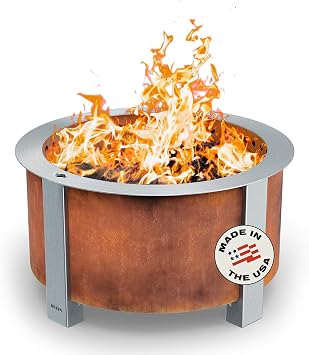 Breeo Smokeless Fire Pit (X Series 24, Corten Steel) | 27.5 inch Smokeless Firepit for... image