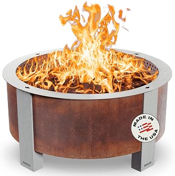 Breeo Smokeless Fire Pit (X Series 42, Corten Steel, Lid Included) | 46 inch Smokeless... image