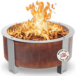 Breeo Smokeless Fire Pit (X Series 42, Corten Steel, Lid Included) | 46 inch Smokeless... image