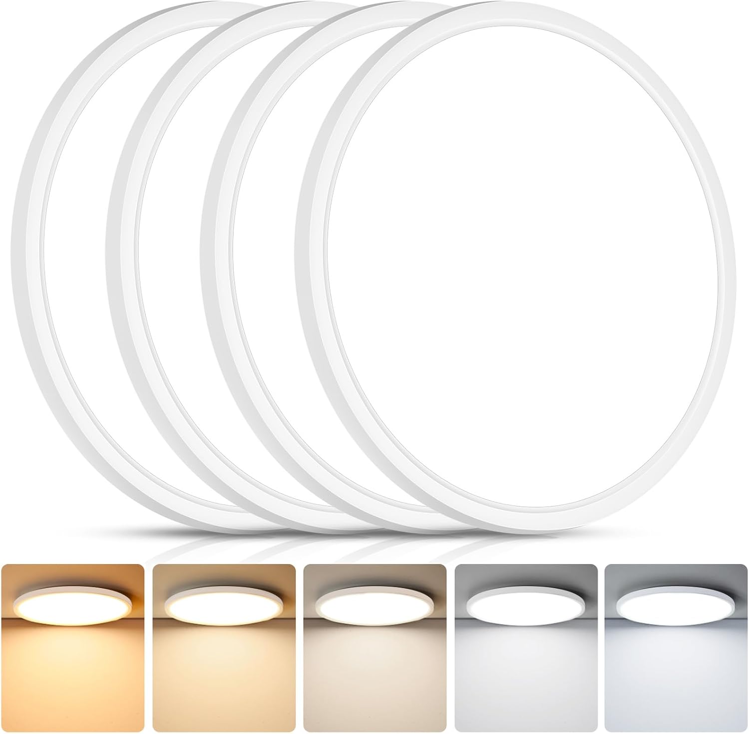 Brightever 4Pack LED Flush Mount Ceiling Light Fixture, 12 Inch 24W, Super Slim 0.67 Inch...