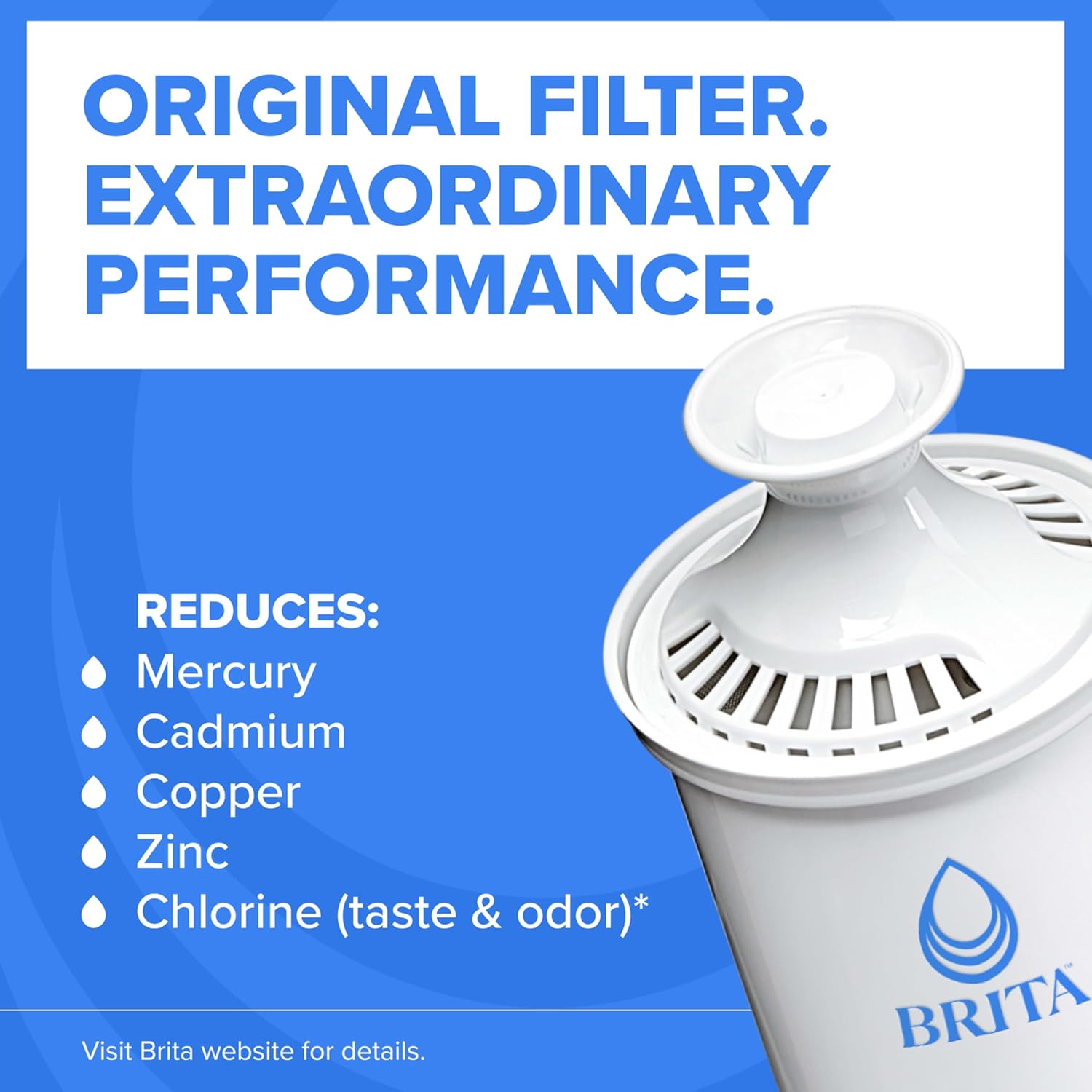 Brita Standard Water Filter for Pitchers and Dispensers, BPA-Free, Reduces Copper, Cadmium... image