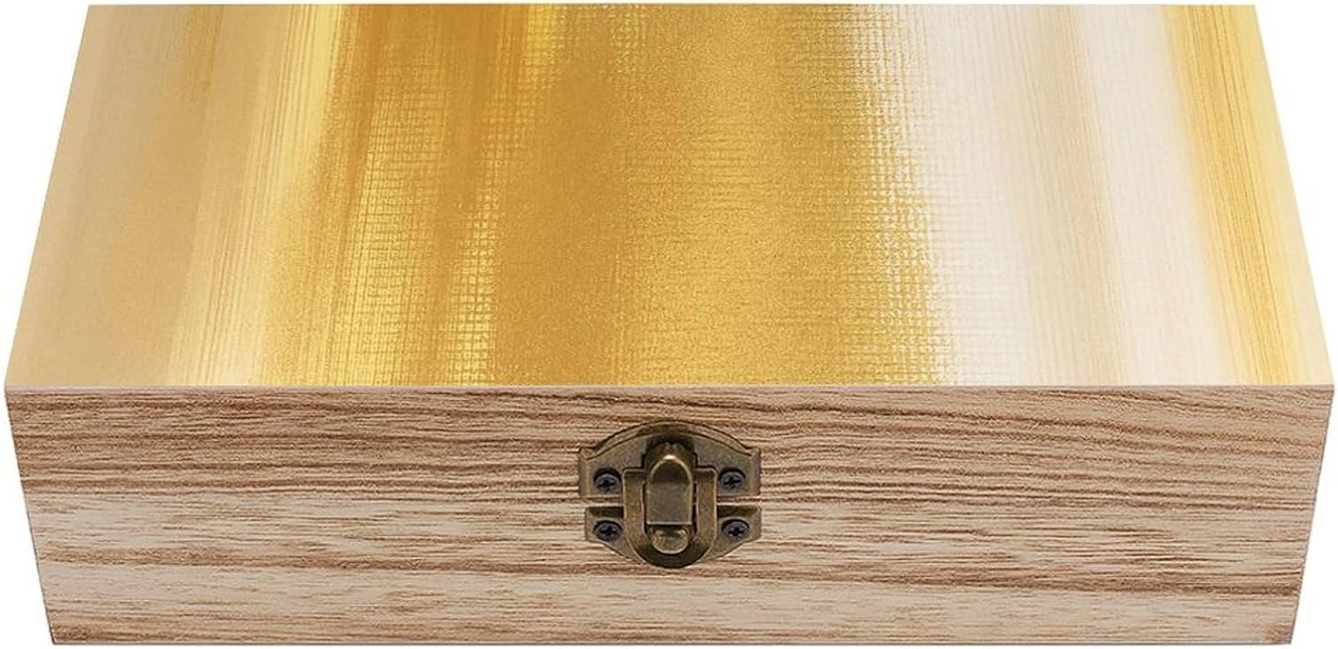 Brown Gold White Gradient Painting Retro Wooden Storage Box Keepsake Jewelry Decorative Art...
