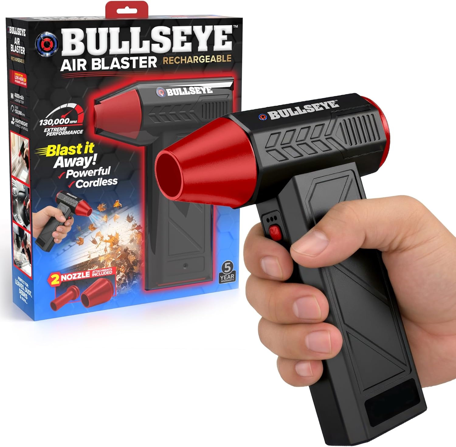 BULLSEYE Blaster 130000 RPM Electric Air Duster, Rechargeable Cordless Compressed Air Blower...