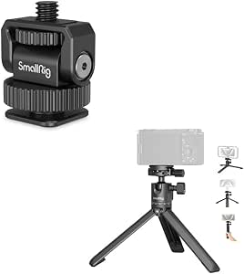 Bundle: SmallRig 1/4" Mini Ball Head Cold Shoe Mount Adapter 3577+ Portable Mini Desktop...