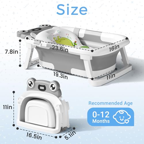 BUNWAG Baby Bathtub, Collapsible Newborn Bathtub for Infant to Toddler with Soft Cushion and... image
