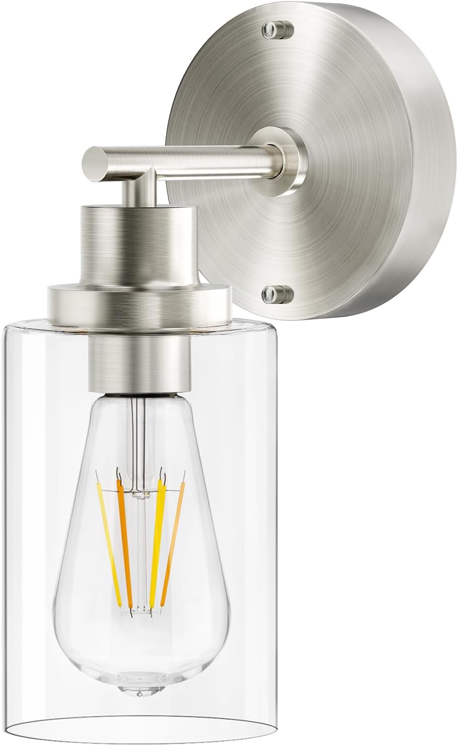 BUTHY Brushed Nickel Wall Light: LED Wall Sconces Indoor, Modern Sconces Wall Lighting with...