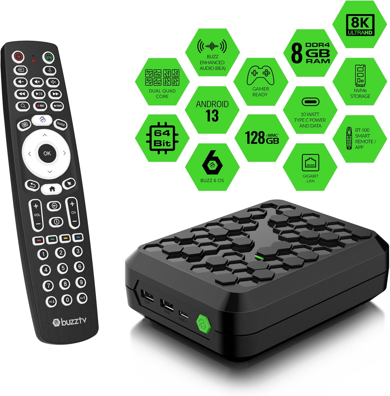 BuzzTV P6 PowerStation Media Hub with 8GB DDR4 RAM, Expandable NVMe Storage, Android 13... image