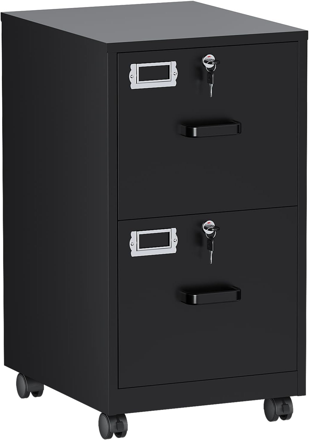 BYNSOE 2 Drawers File Cabinet with Lock Metal Vertical File Cabient with Wheels Mobile File...