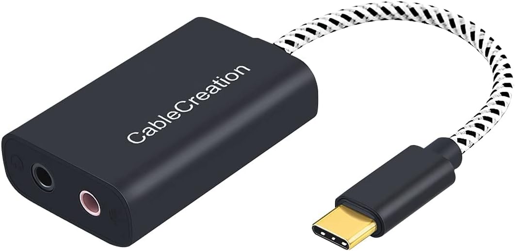 CableCreation Type C External Sound Card with 3.5 mm Audio Jack, USB-C Microphone Headphone...